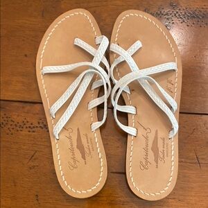 AnaCapri Capritouch White Braided Leather Slide Sandals Size 8